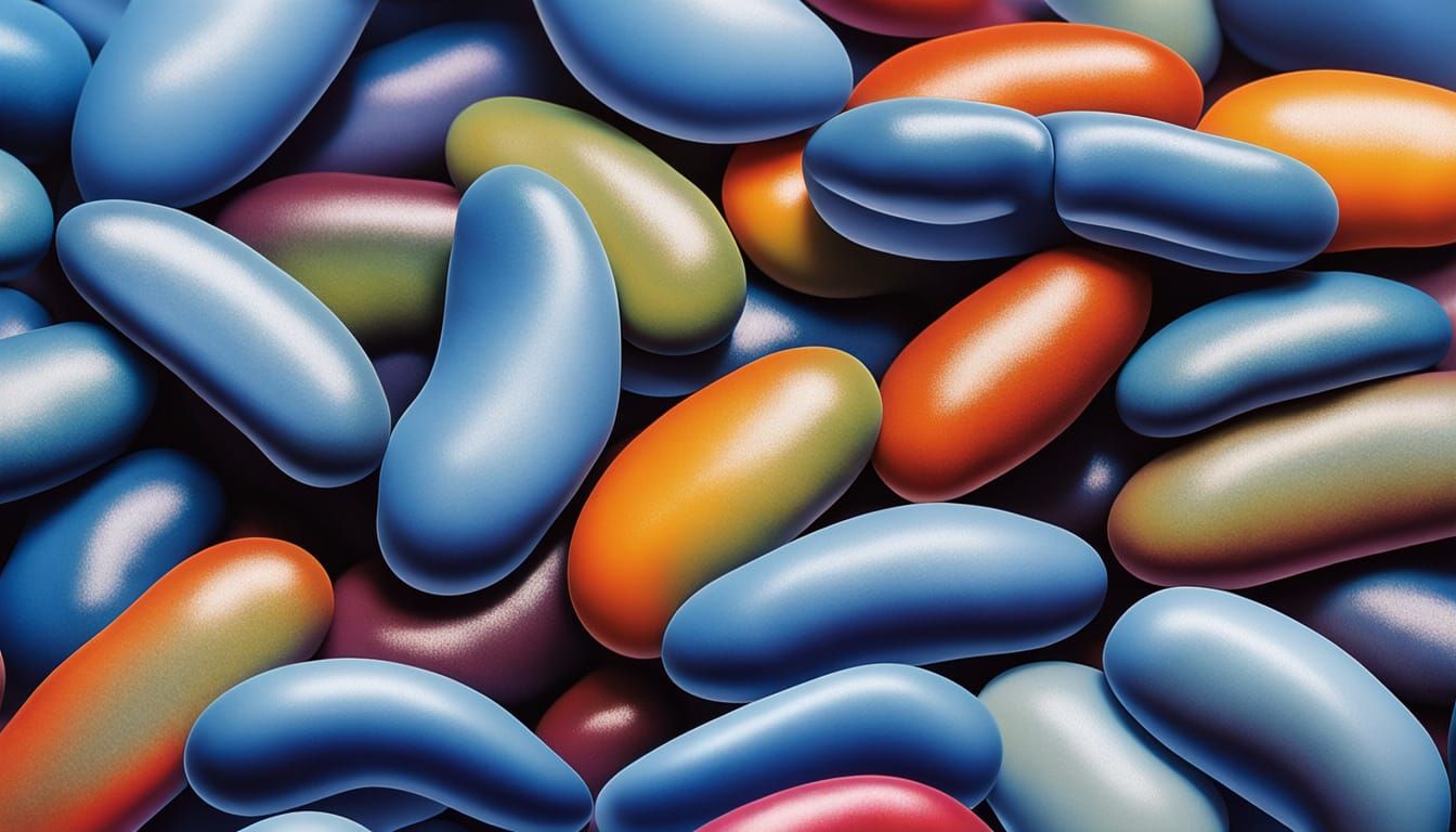 Surreal Blue Beans Melting Into Abstract Pattern