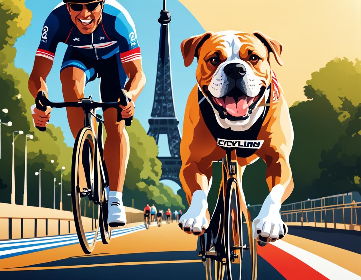 Bicyclist and Bulldog Victory at the Olympics