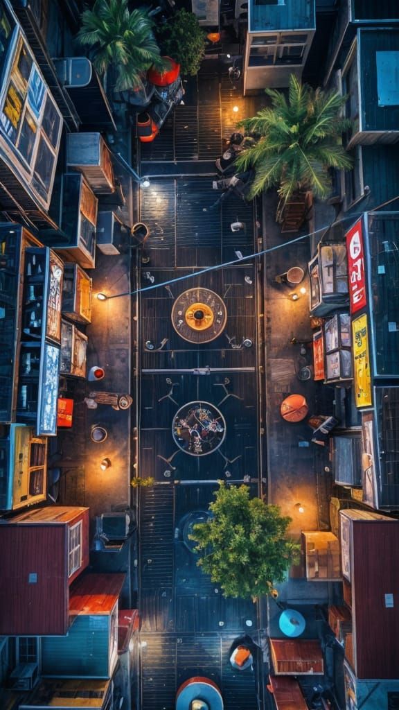 Aerial View Captures Vibrant, Detailed Scene