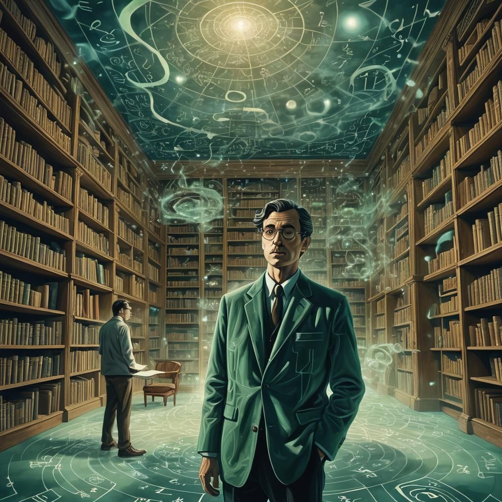 Surreal Mathematician in Escher-Dali Library