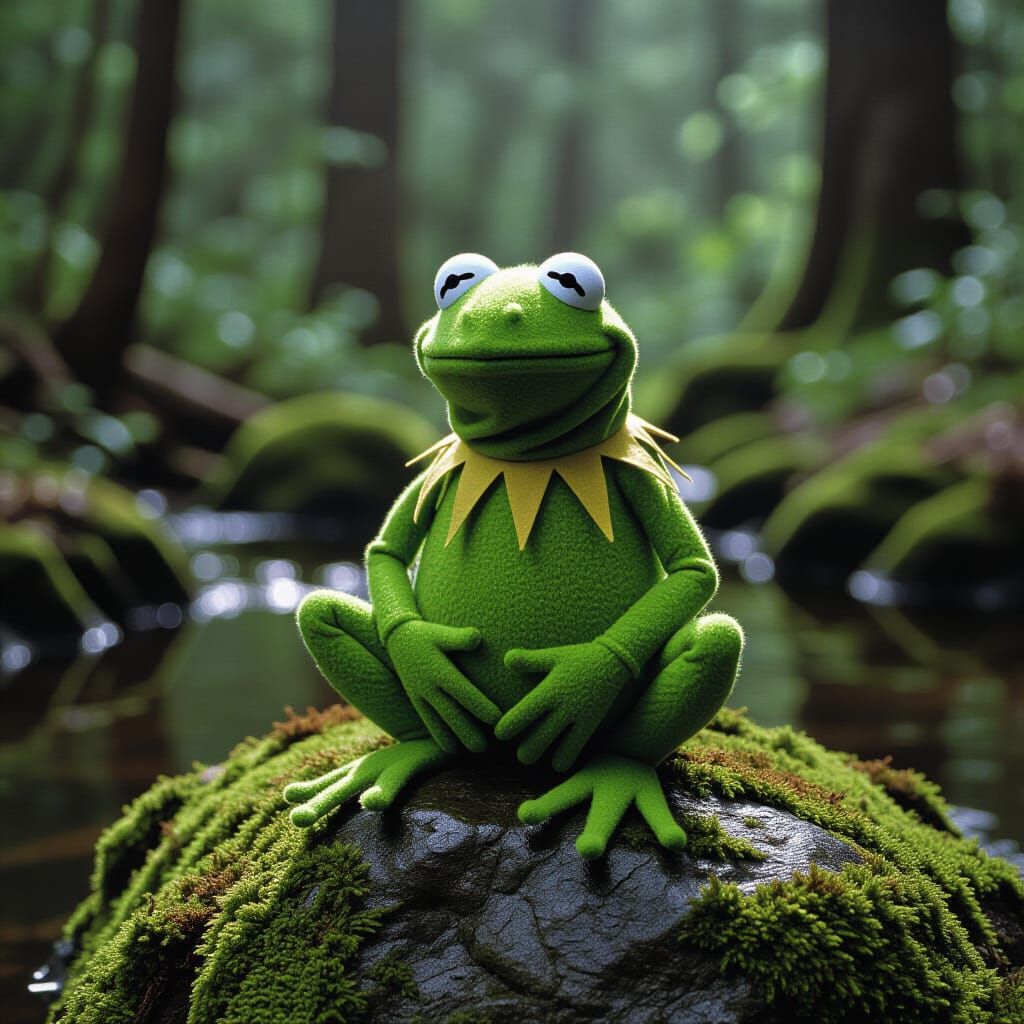 Kermit on Mossy Rock, Cinematic Film Aesthetic