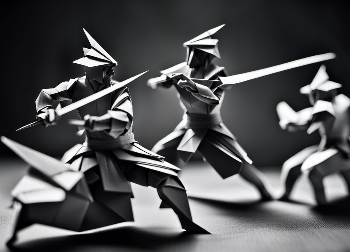 Epic Origami Battle in Papercraft Style