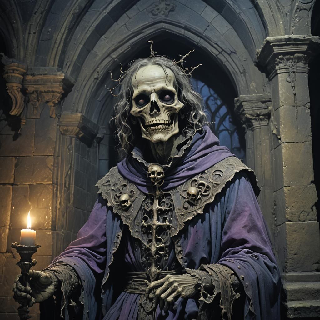 Grotesque Figure with Sadistic Smile in Gothic Horror Style