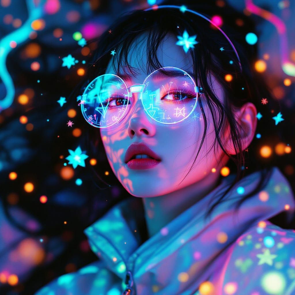 Dream-Punk Girl in Surreal Cyberpunk World