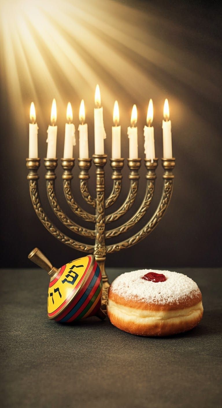 Vintage Hanukkah Postcard in Classic Jewish Style