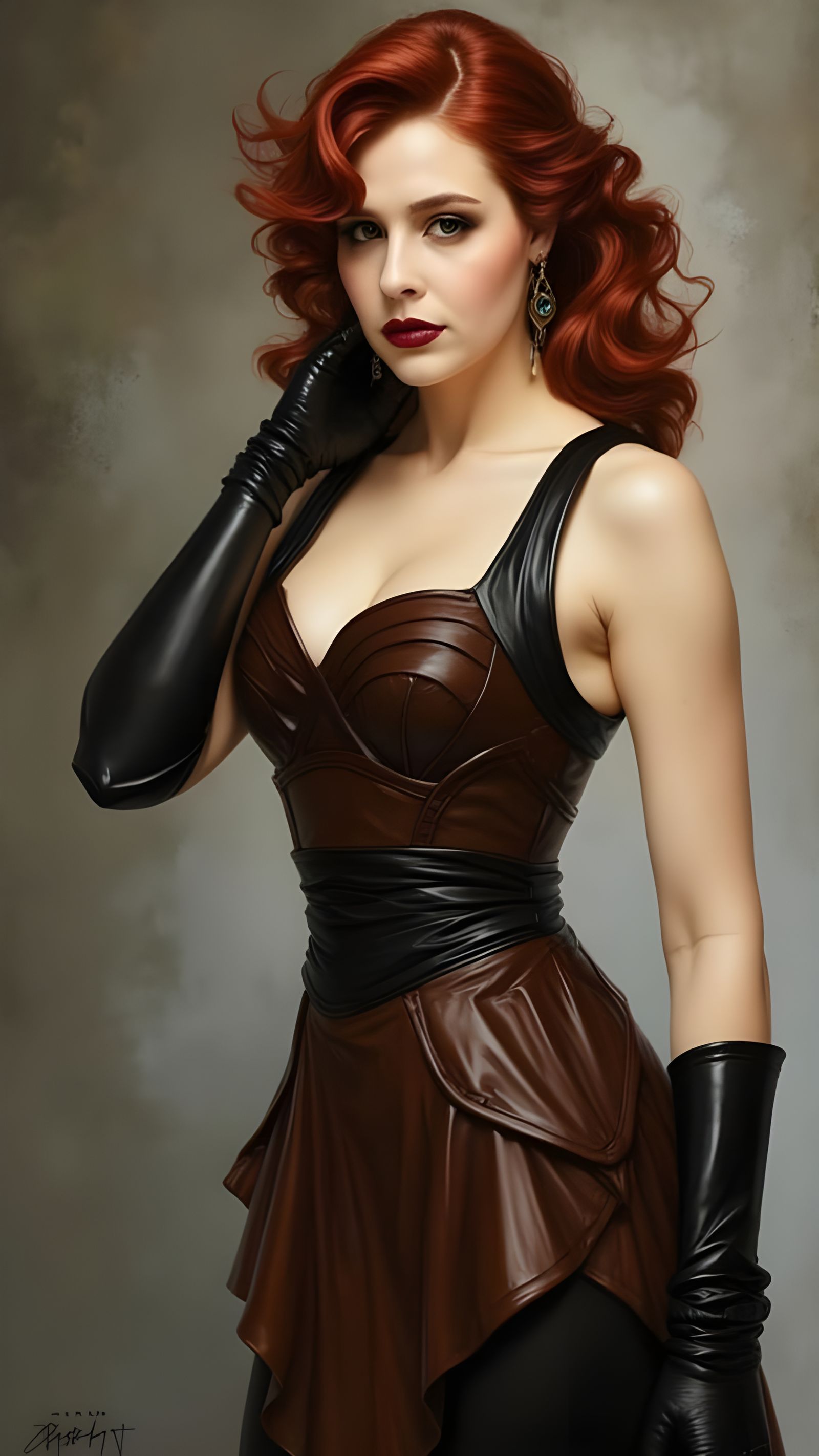 Gothic 70s Woman with Dramatic Makeup and Hair