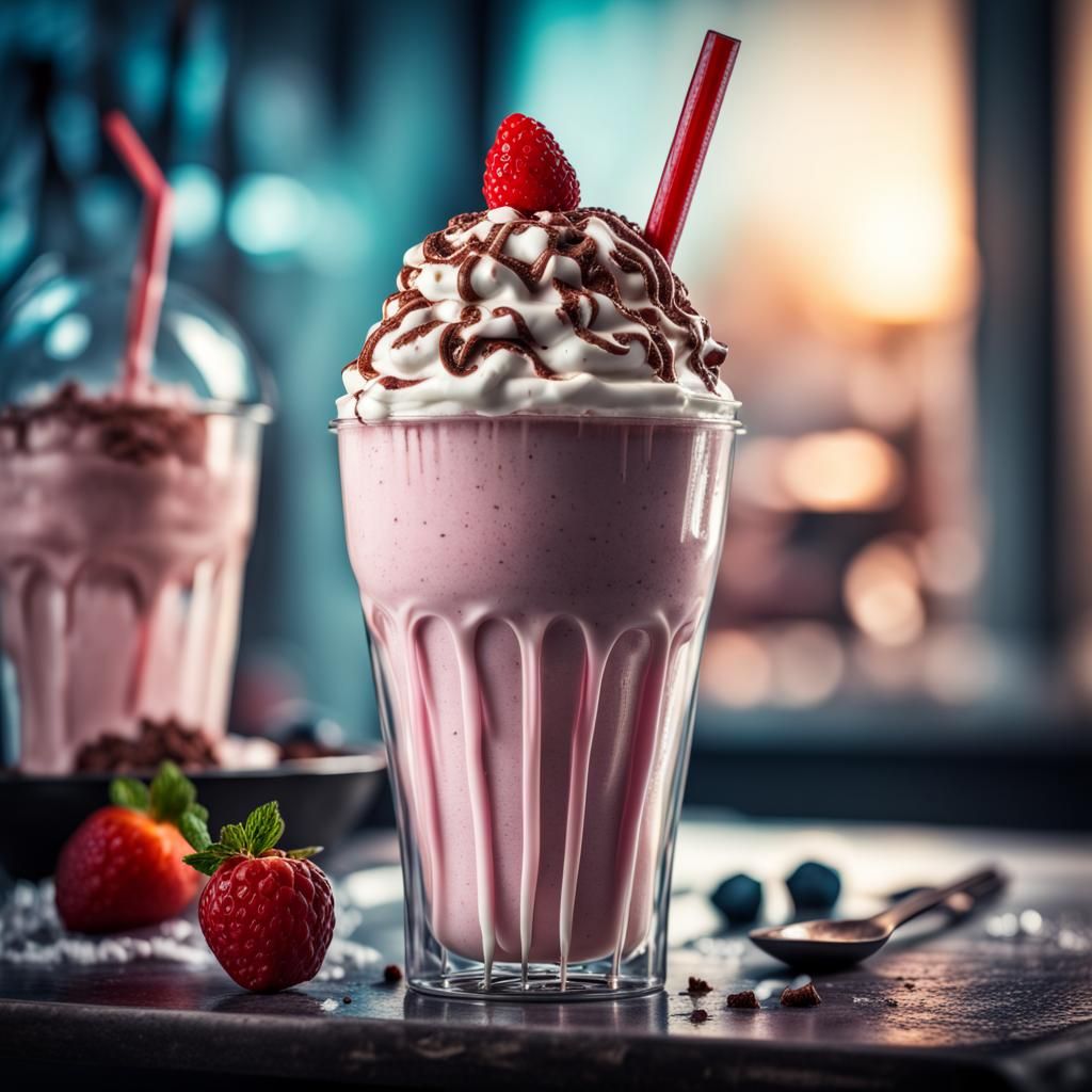 Hyperrealistic Fantasy Milkshake with Intricate Details
