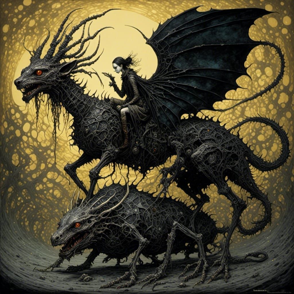 Man Rides Chimera Into Rising Sun