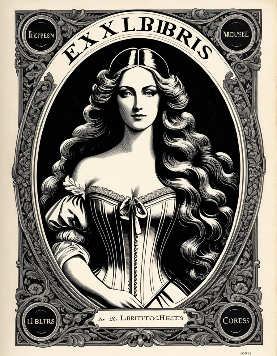 Elegant Black and White Bookplate Design