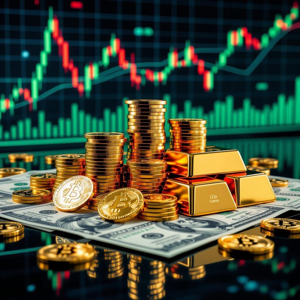 Gold, Cash, and Bitcoin on Financial Graph