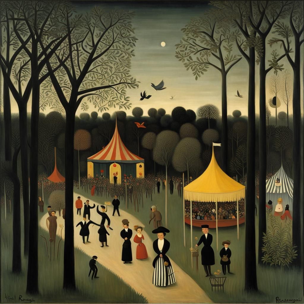 Carnival Evening in Naive Art Style