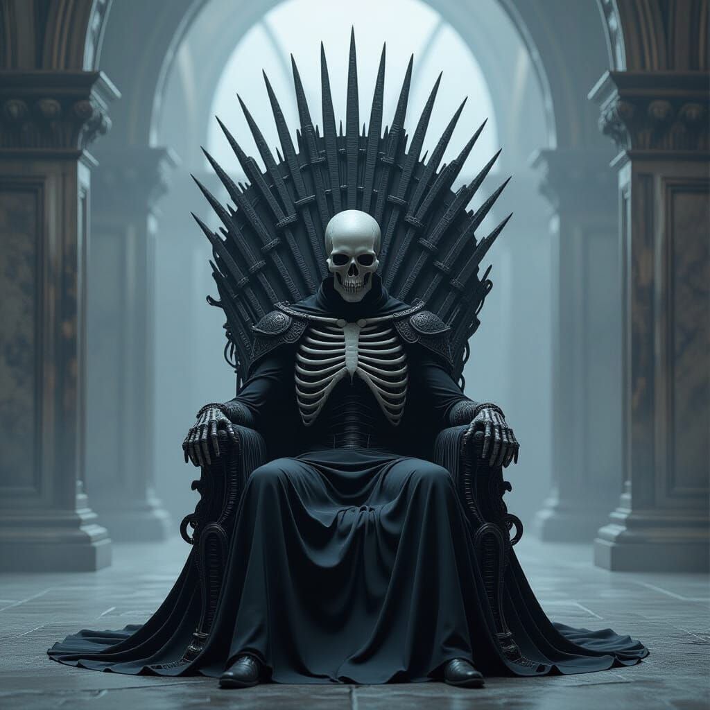 Gothic Biomechanical Throne in Dark, Eerie Style