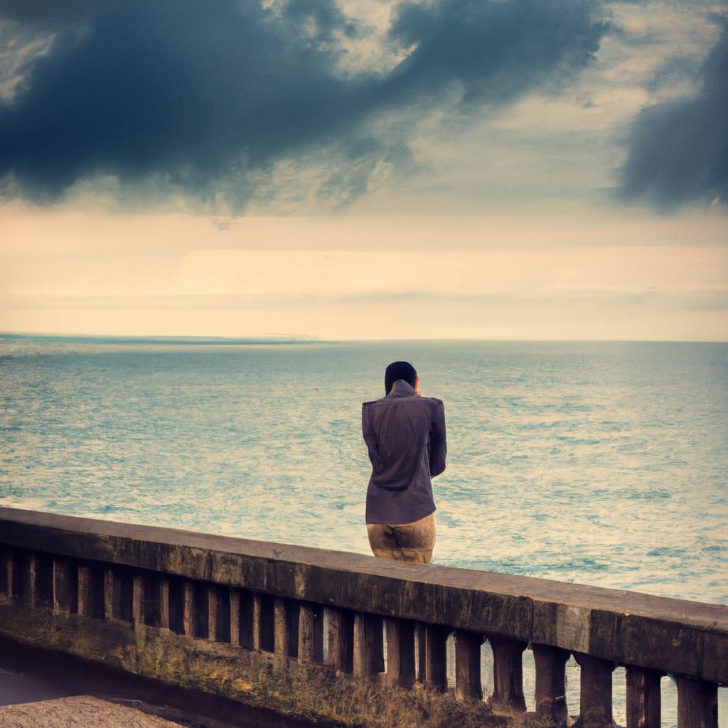 a solitary figure lost in thought