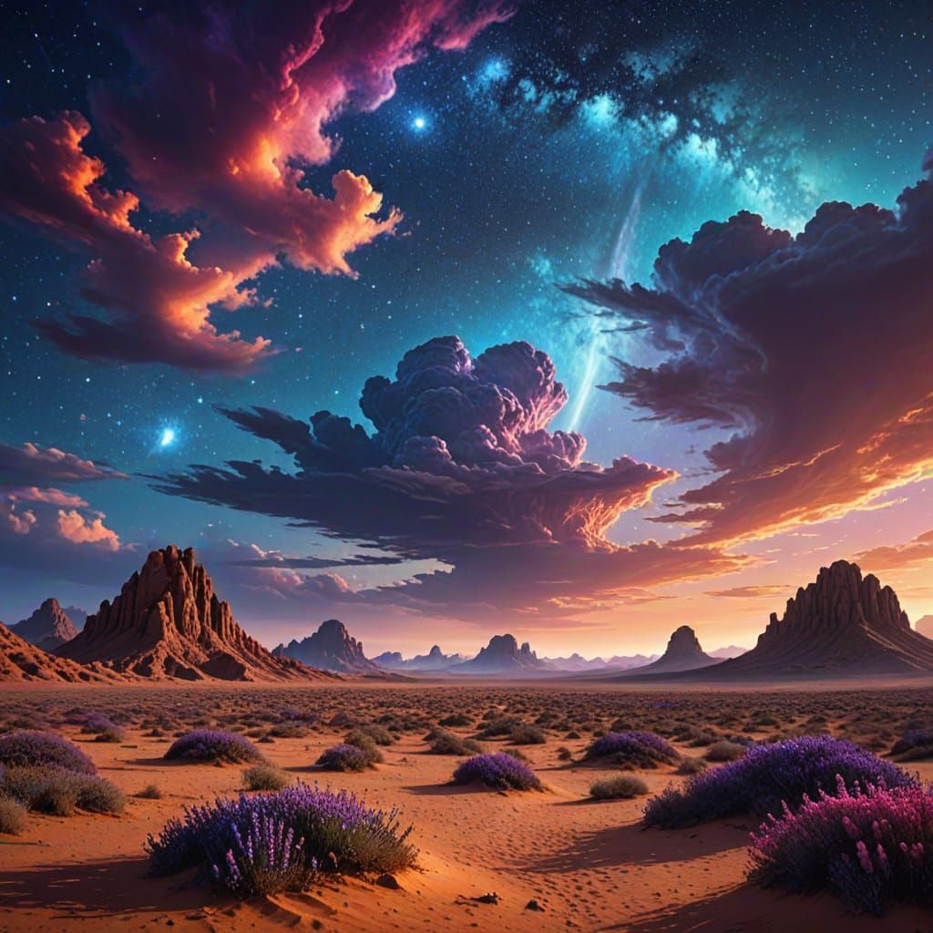 Fantasy Fairy in an Alien Desert Landscape