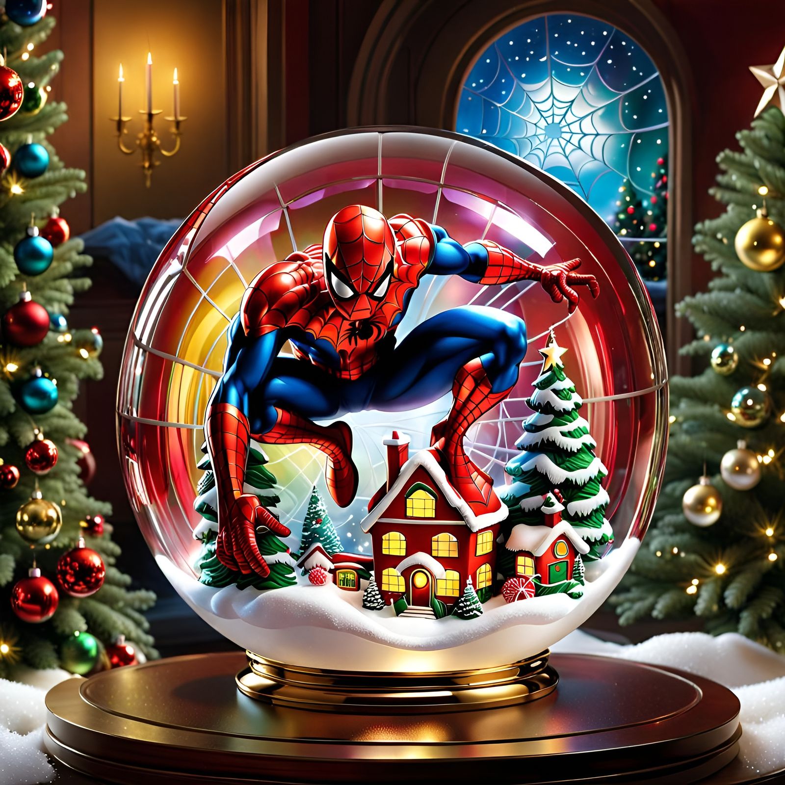 Christmas Glass Sphere with Spider-Man