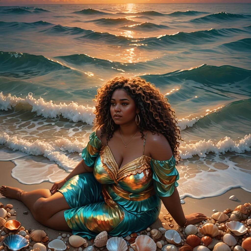 Caribbean Woman on Beach in Fantasy Concept Art