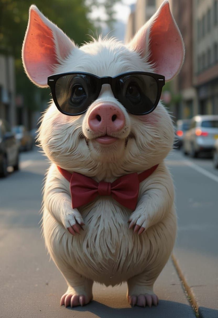 Papa Pig Walking Lonely Under Overpass