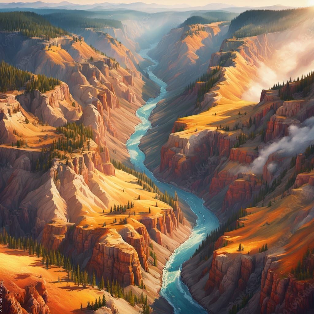 Yellowstone's Little Grand Canyon in Golden Hour