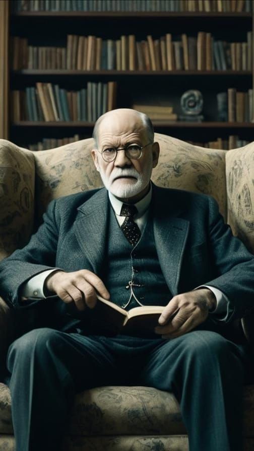 Freud Explains the Unconscious Mind: Artistic Illustration