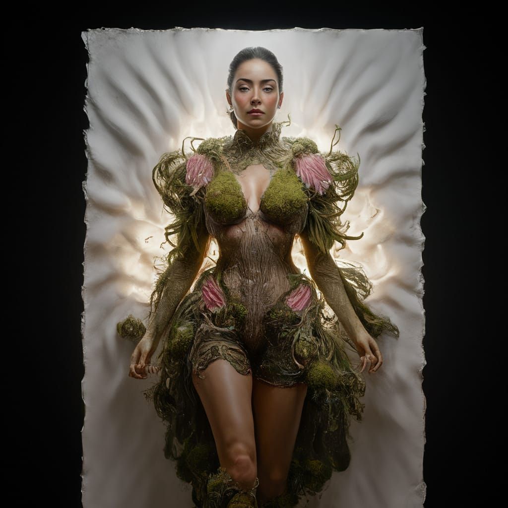 Biopunk Woman Portrait in Clean Oil Painting Style