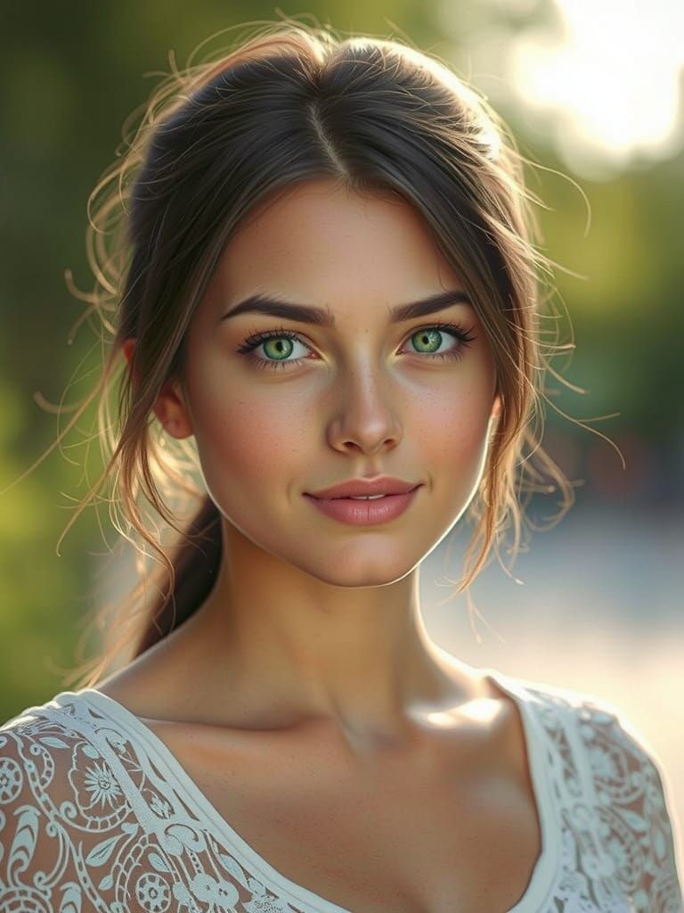 Cute Young Woman Portrait in Dynamic Lighting