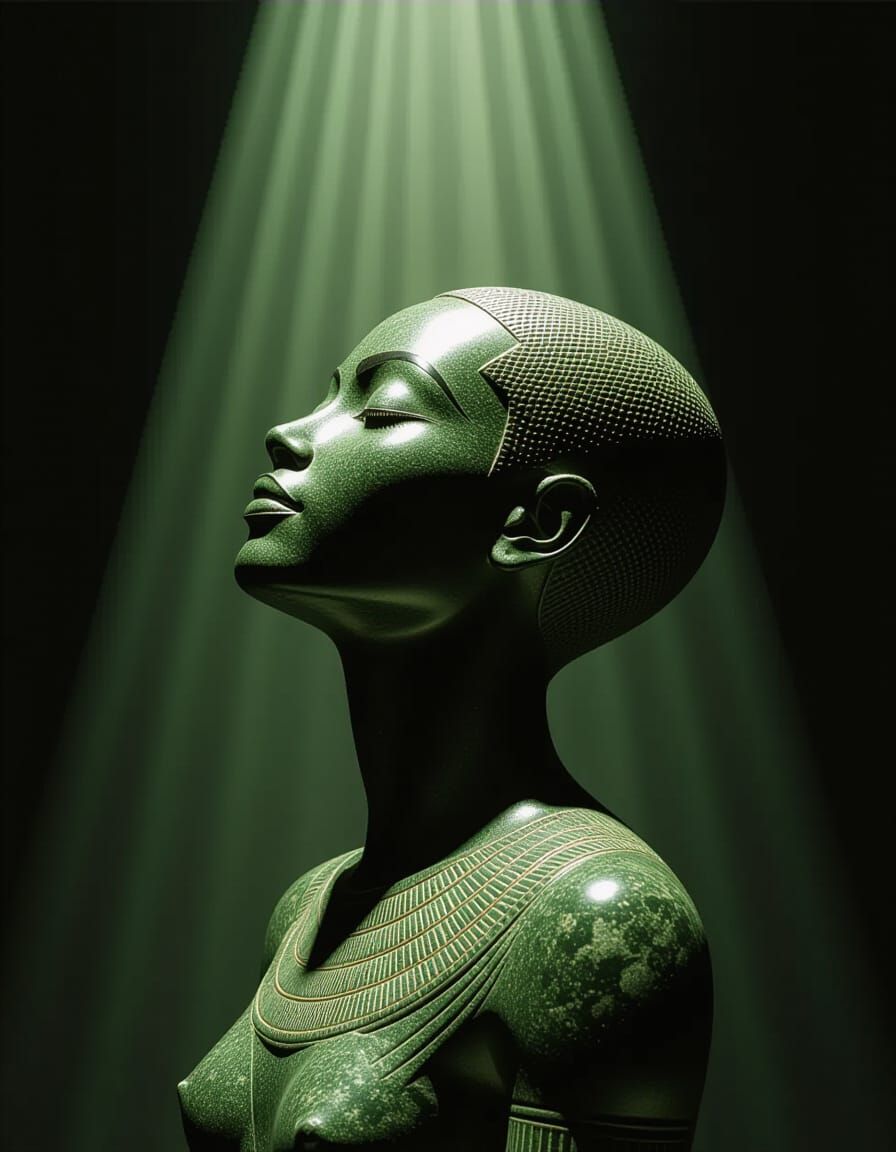 Granite Sculpture of African Woman in Egyptian Style