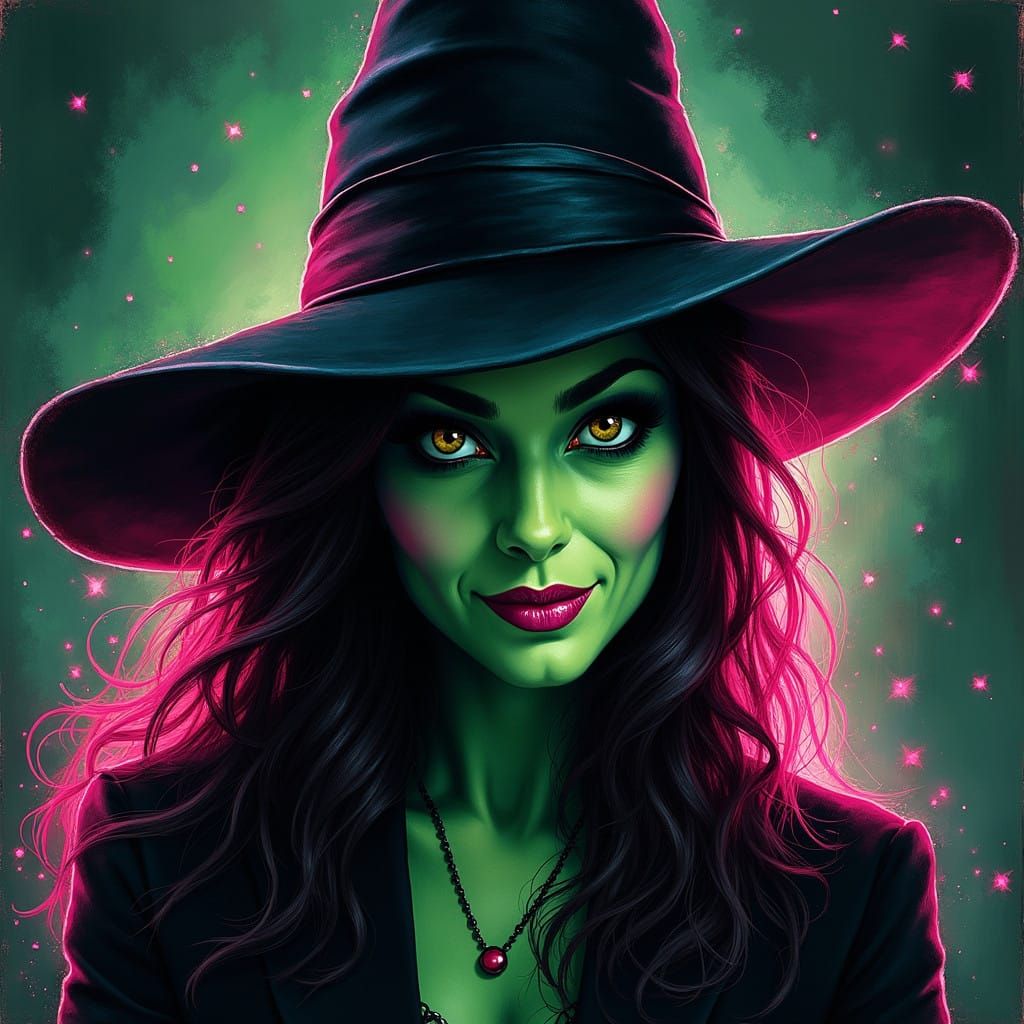 Wicked Witch of the West in Vibrant, Dark Fantasy Portrait