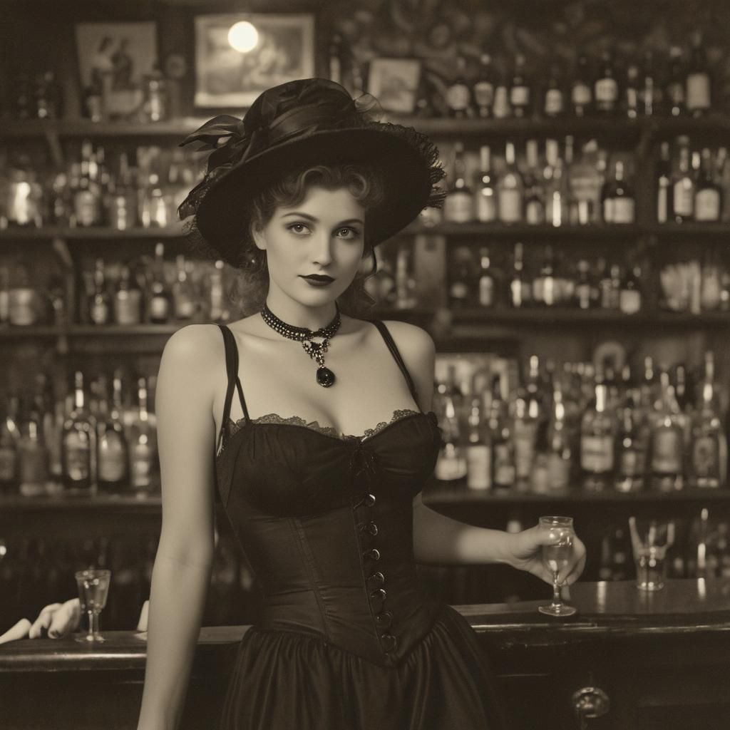 Pretty Woman at Halloween Party in 1900s Photo Style
