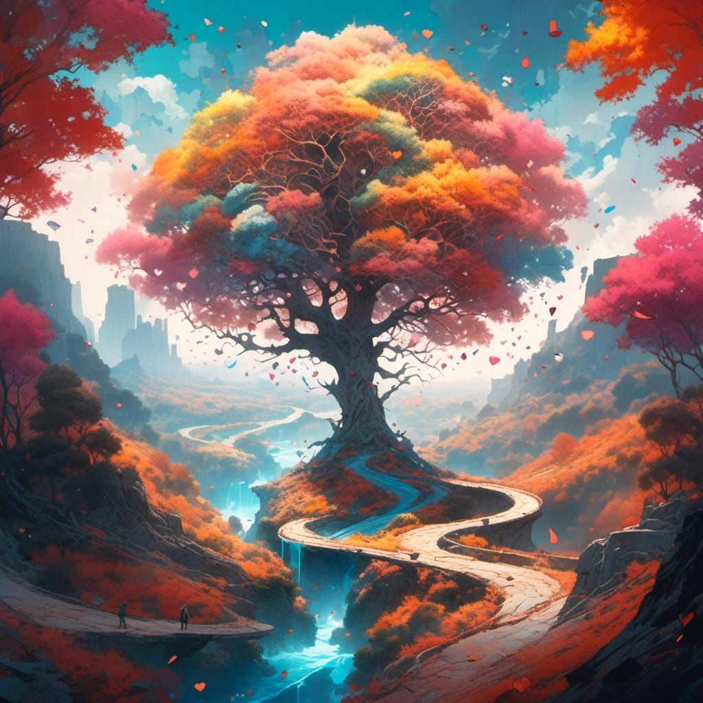 Heart Tree in Dreamlike Landscape, Splash Art