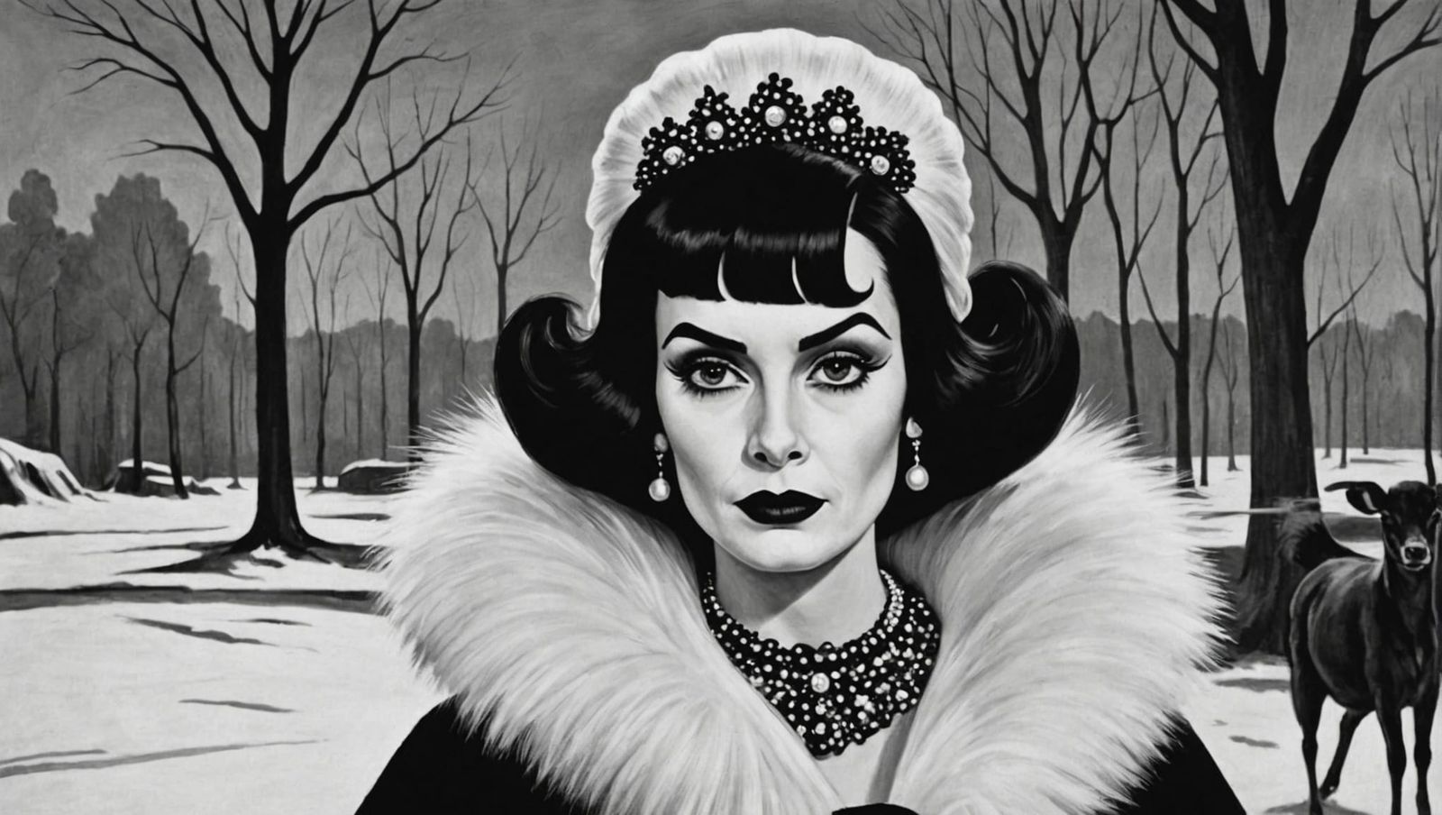 Cruella de Vil's Disheveled Hair, Surreal Oil Painting