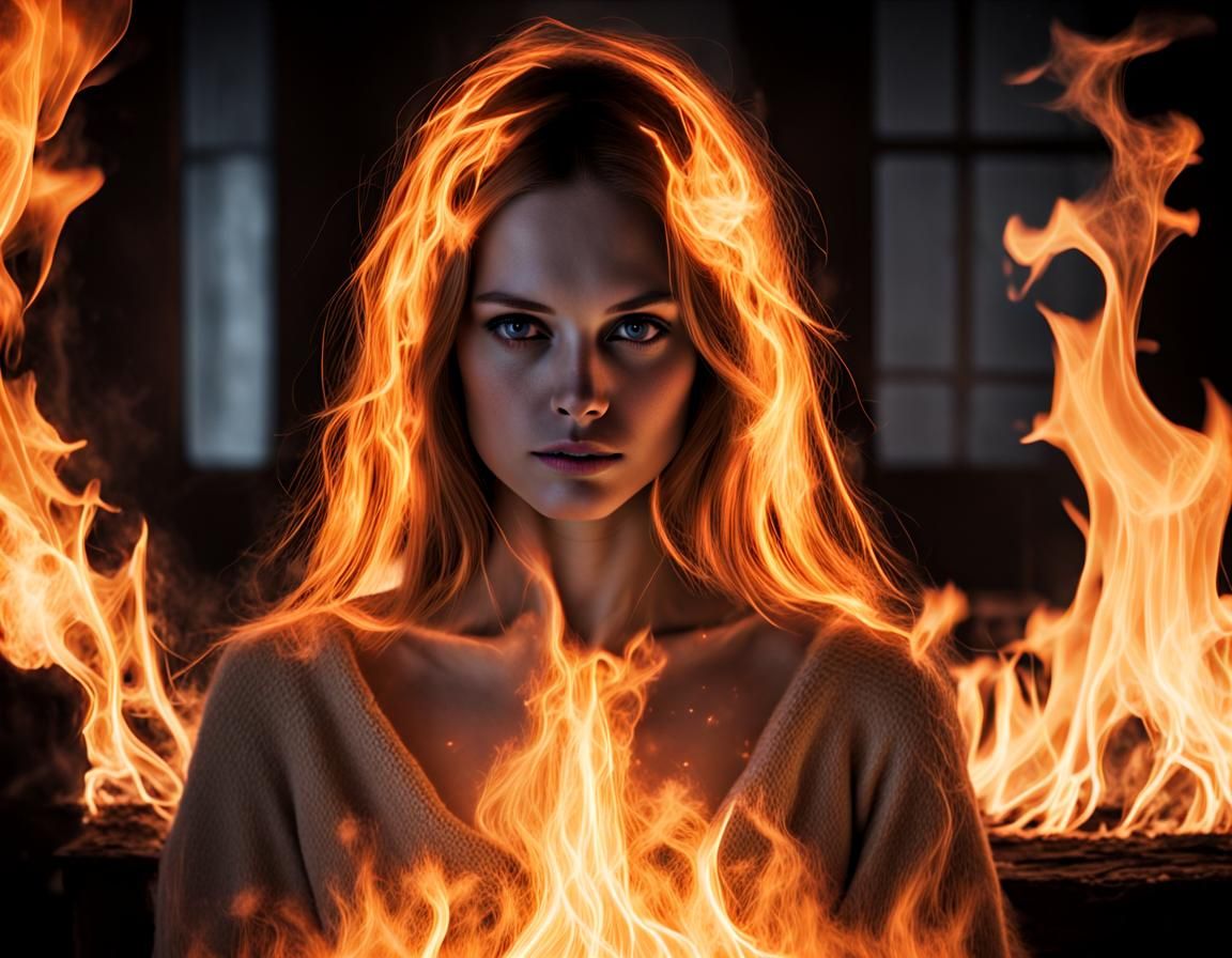 Ethereal Face Appears in Firelight