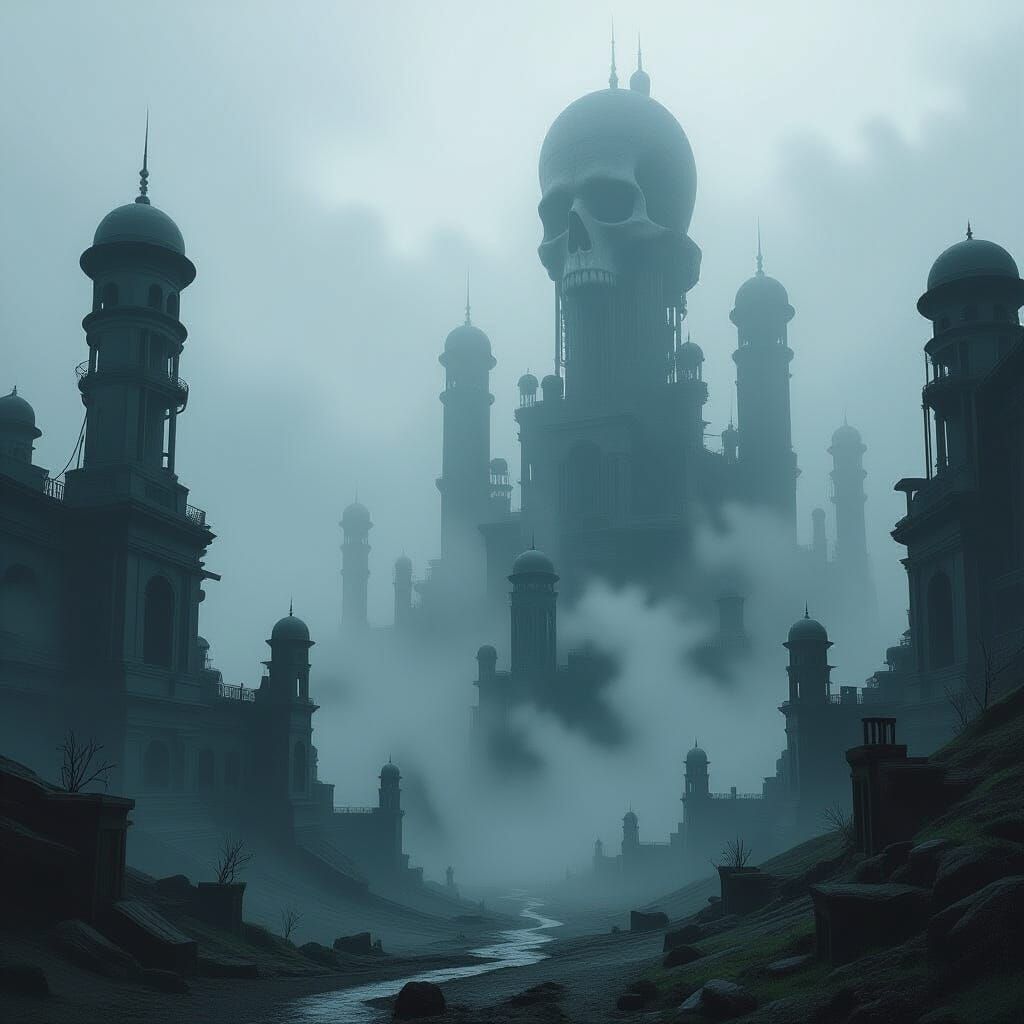 Biomechanical Landscape in Beksiński Giger Style