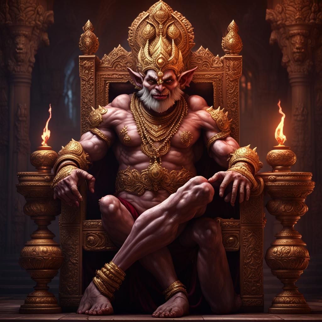 Kamsa, Demon King of Mathura on His Throne