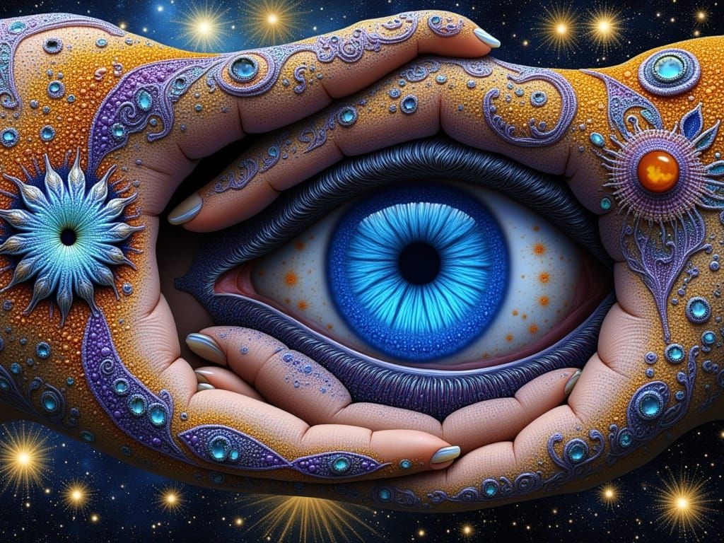 Surreal Eye of Wonder in Celestial Bloom