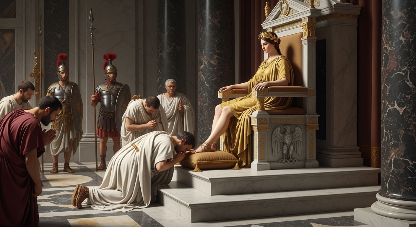 Empress Messalina on Gold Throne in Baroque Style