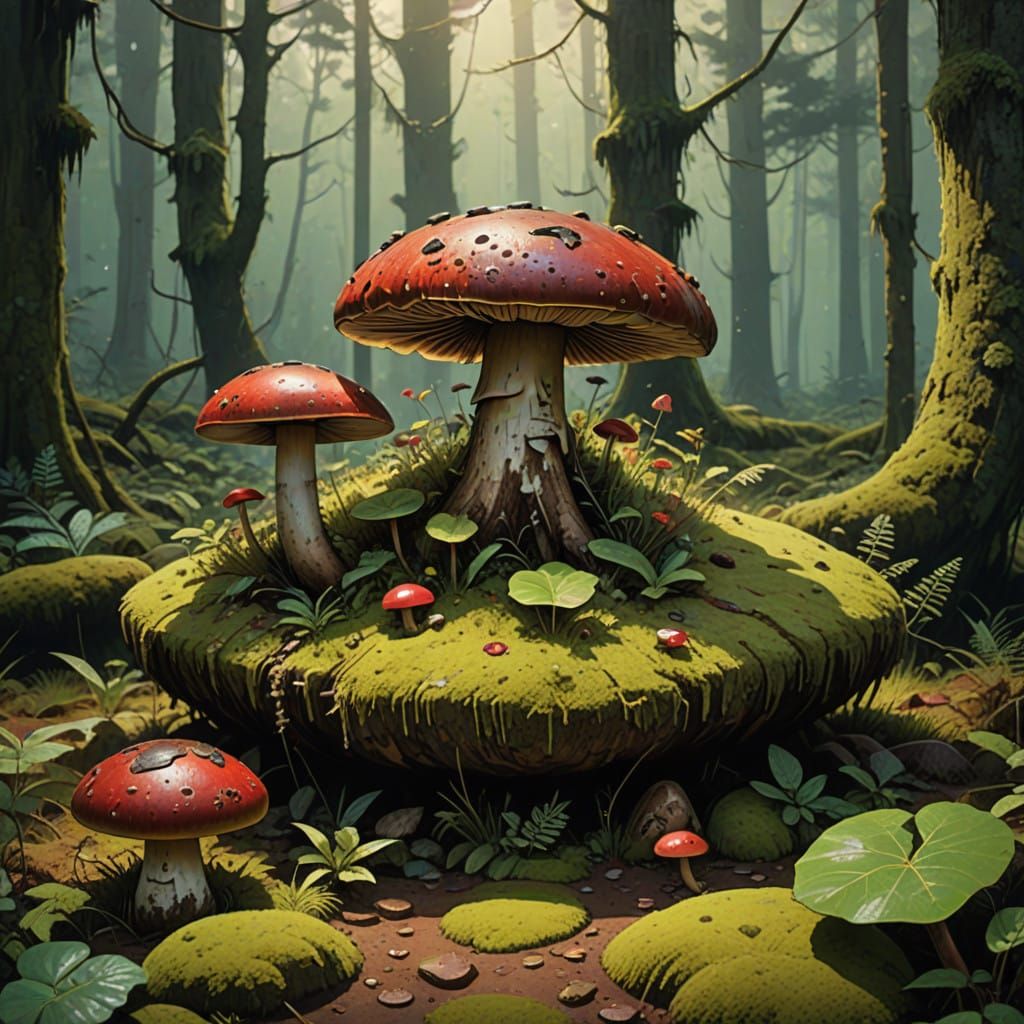 Majestic Forest Floor Scene in Hyper-Realistic Style
