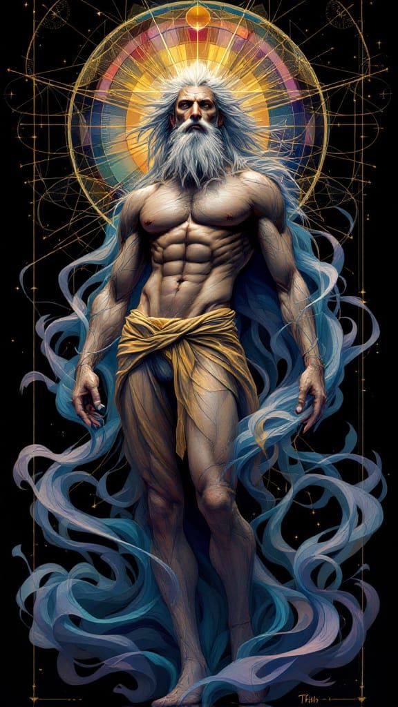 Thoth The Atlantean: Surrealist Portrait in Jewel Tones