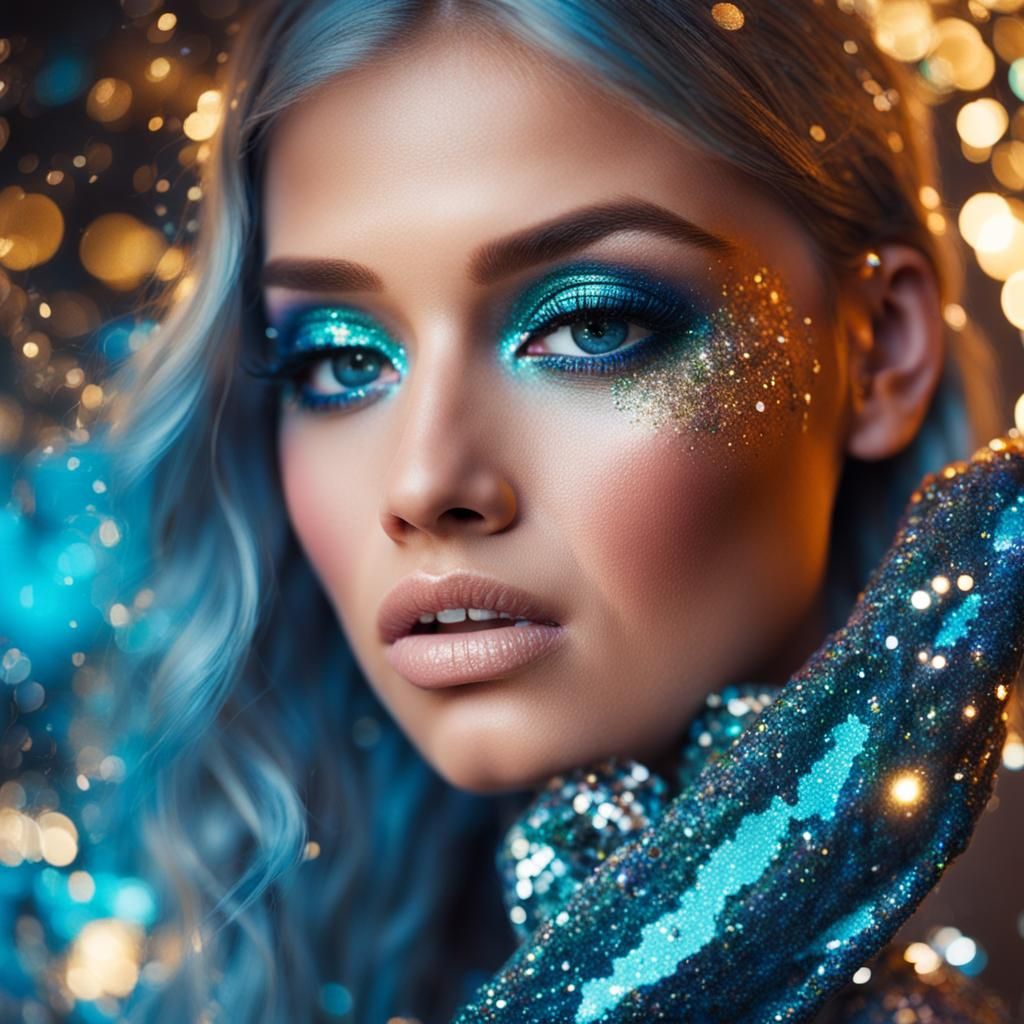 Glittering Beauty: A Stunning Woman's Portrait