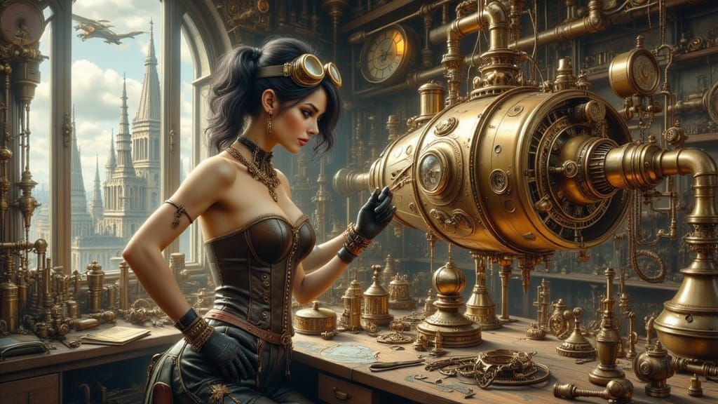 Steampunk Goddess of the Skybound Garage