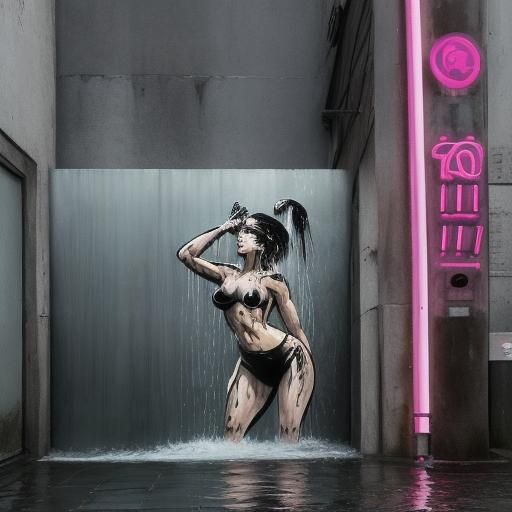 Synthwave Shower: Banksy-Style Street Art