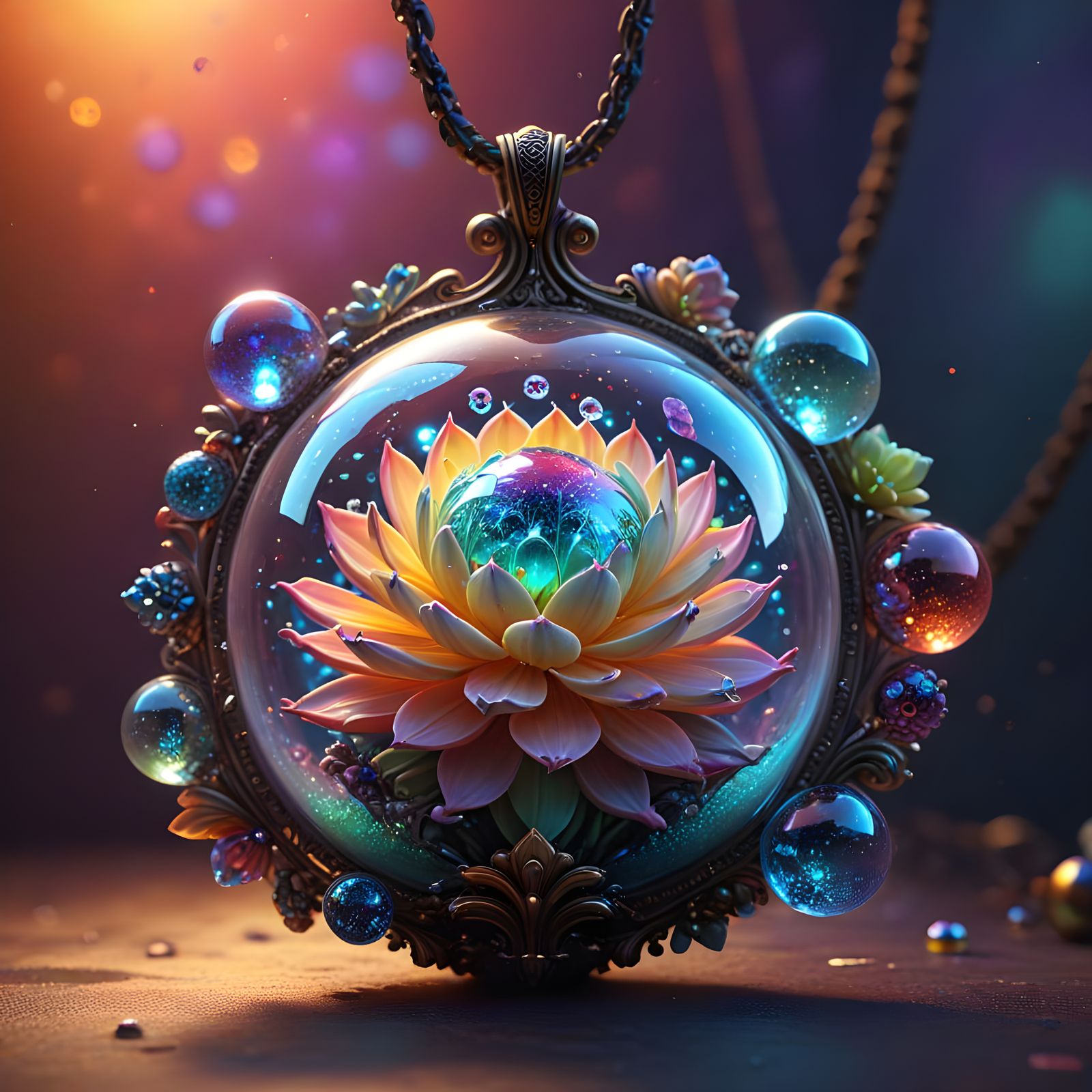 Ornate Bejeweled Bubble Necklace in 3D Digital Art