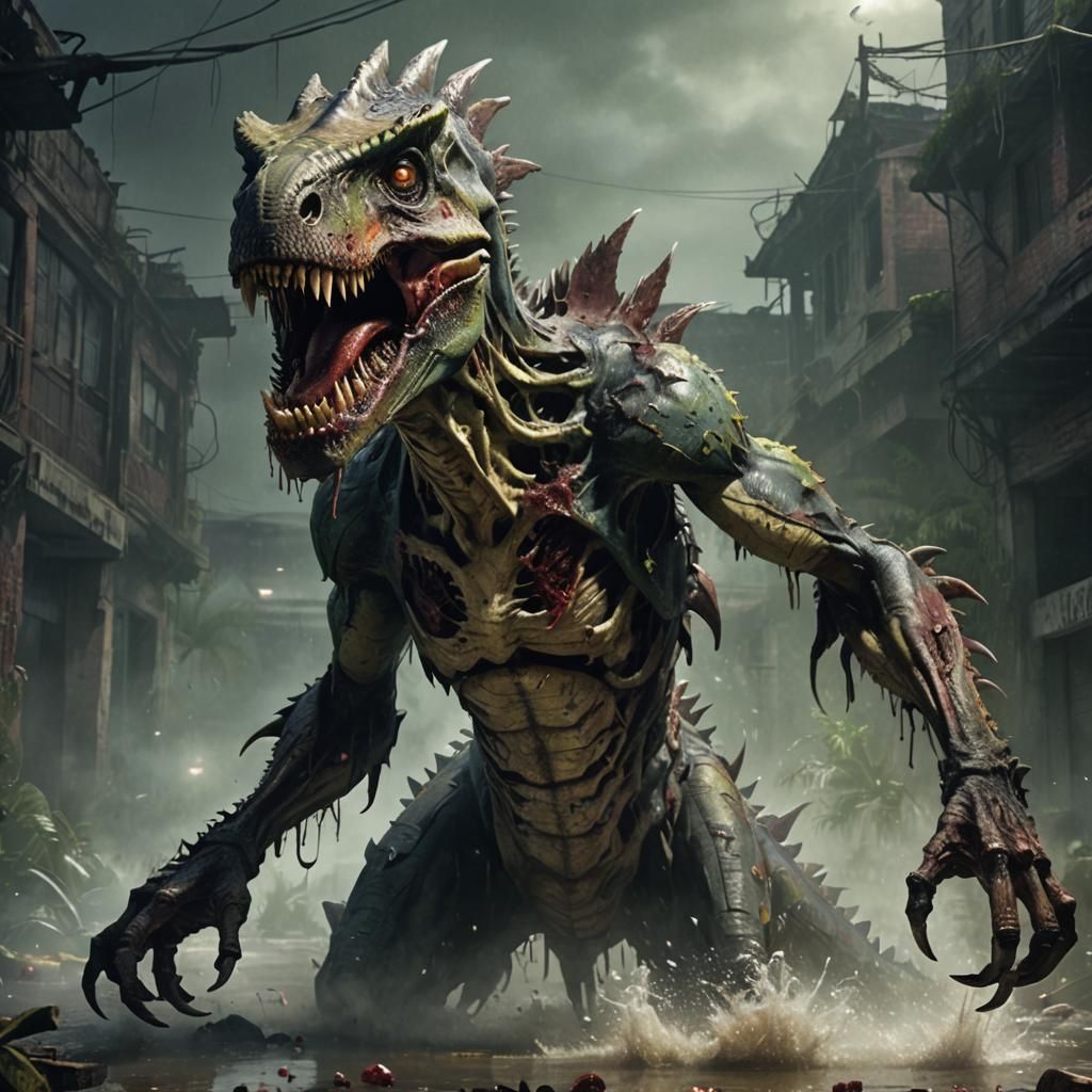 Zombified Dino-Raptor Succumbs to Acidic Doom