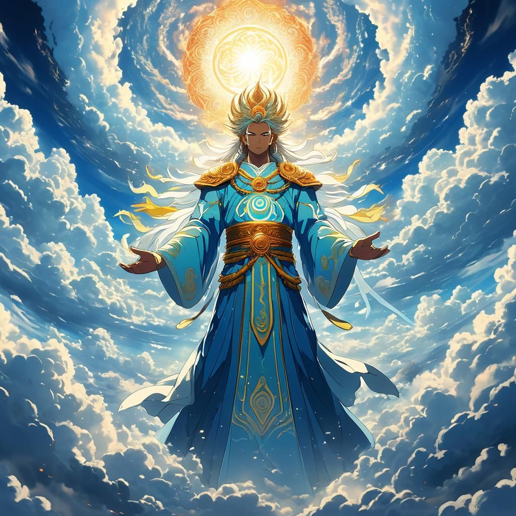 Anime God in Divine Energy Vortex