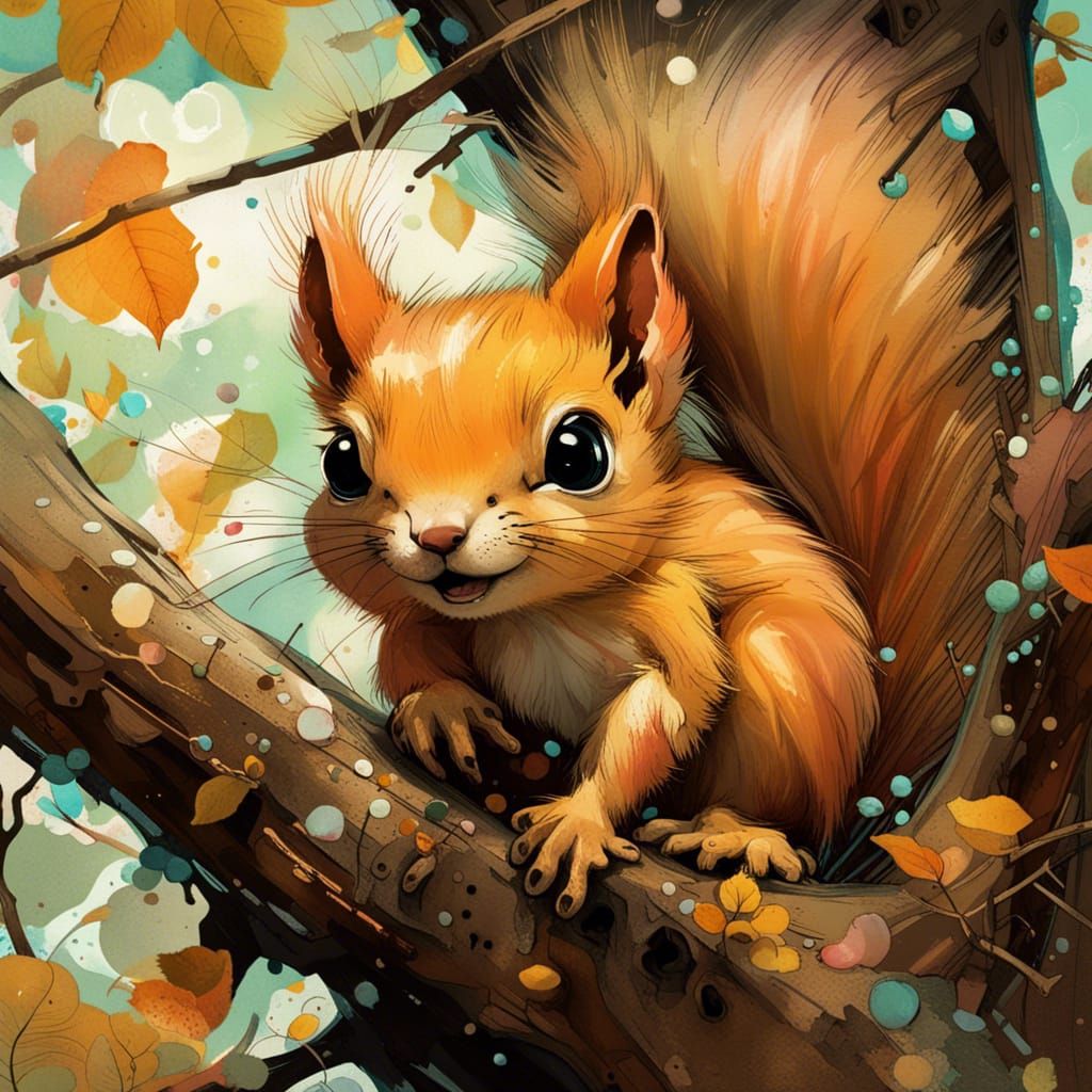 Adorable Squirrel Portrait in Hyperrealistic Style