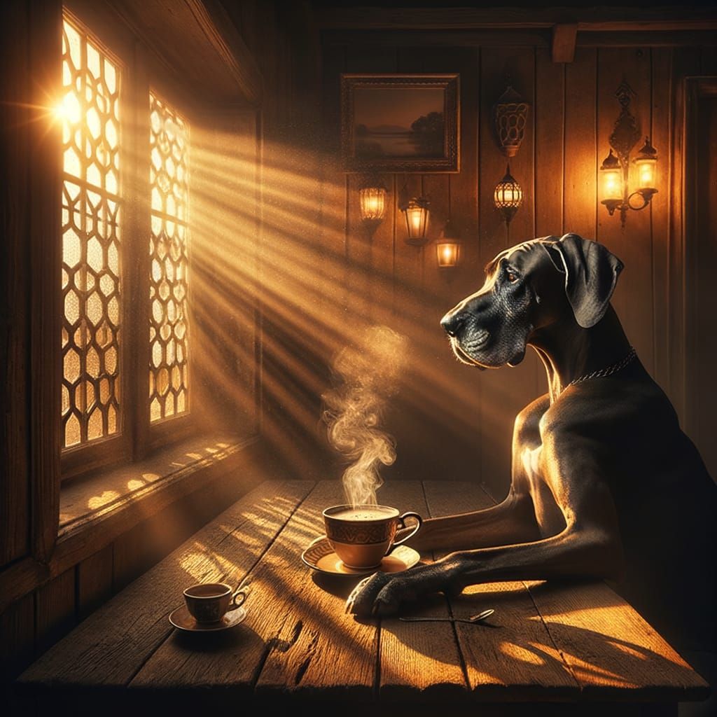 Golden Dawn in a Gentle Morning Scene with a German Great Da...