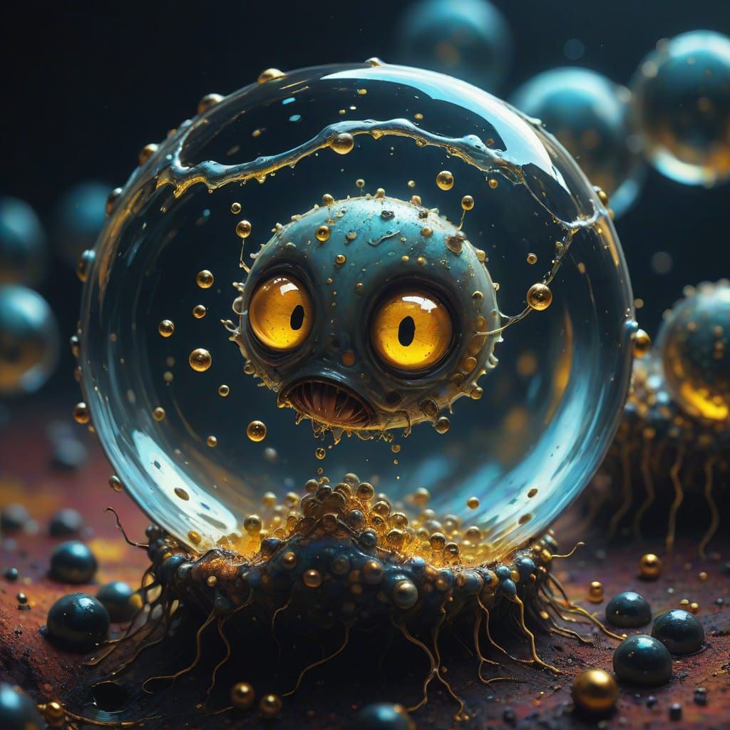 Surreal Maggot Close-Up: An Oil Painting in Macro