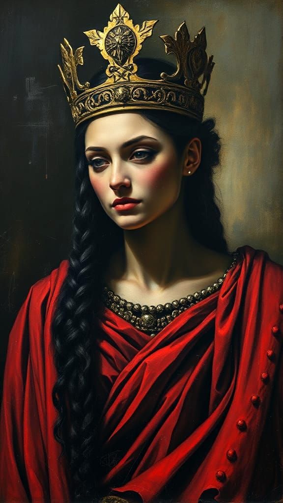 Queen Gorgo in Heavy Impasto Oil Painting