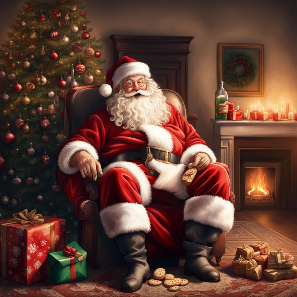 Hyperrealistic Santa Delivering Gifts on Christmas
