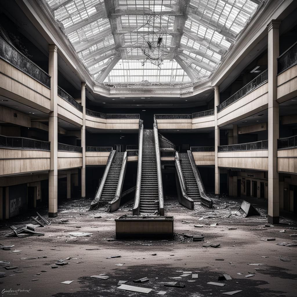 Sinister Abandoned Shopping Mall by Greg Rutkowski