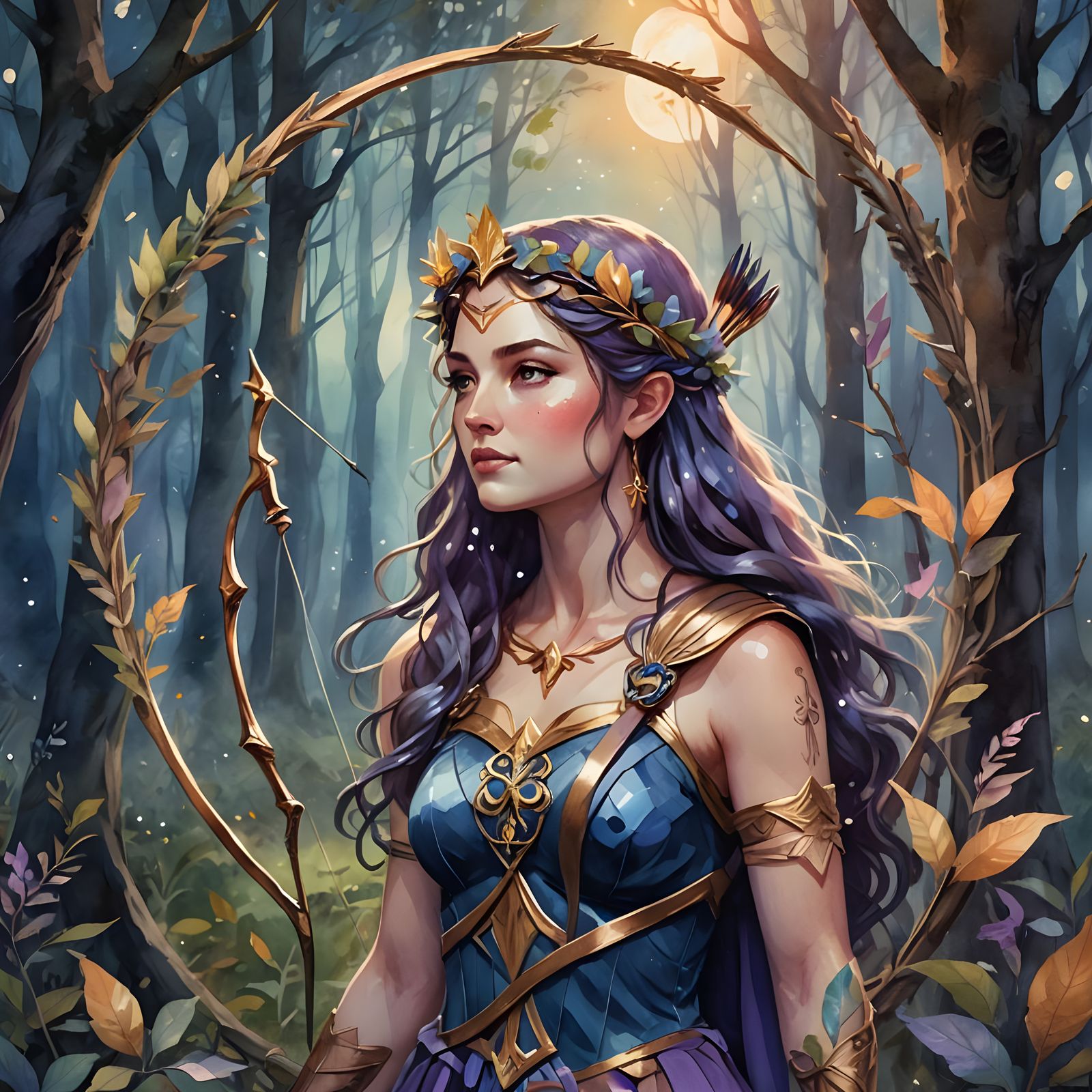 Artemis Goddess in Detailed Matte Painting Style